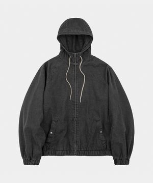 아더멘트 데님 후드집업 점퍼 블랙