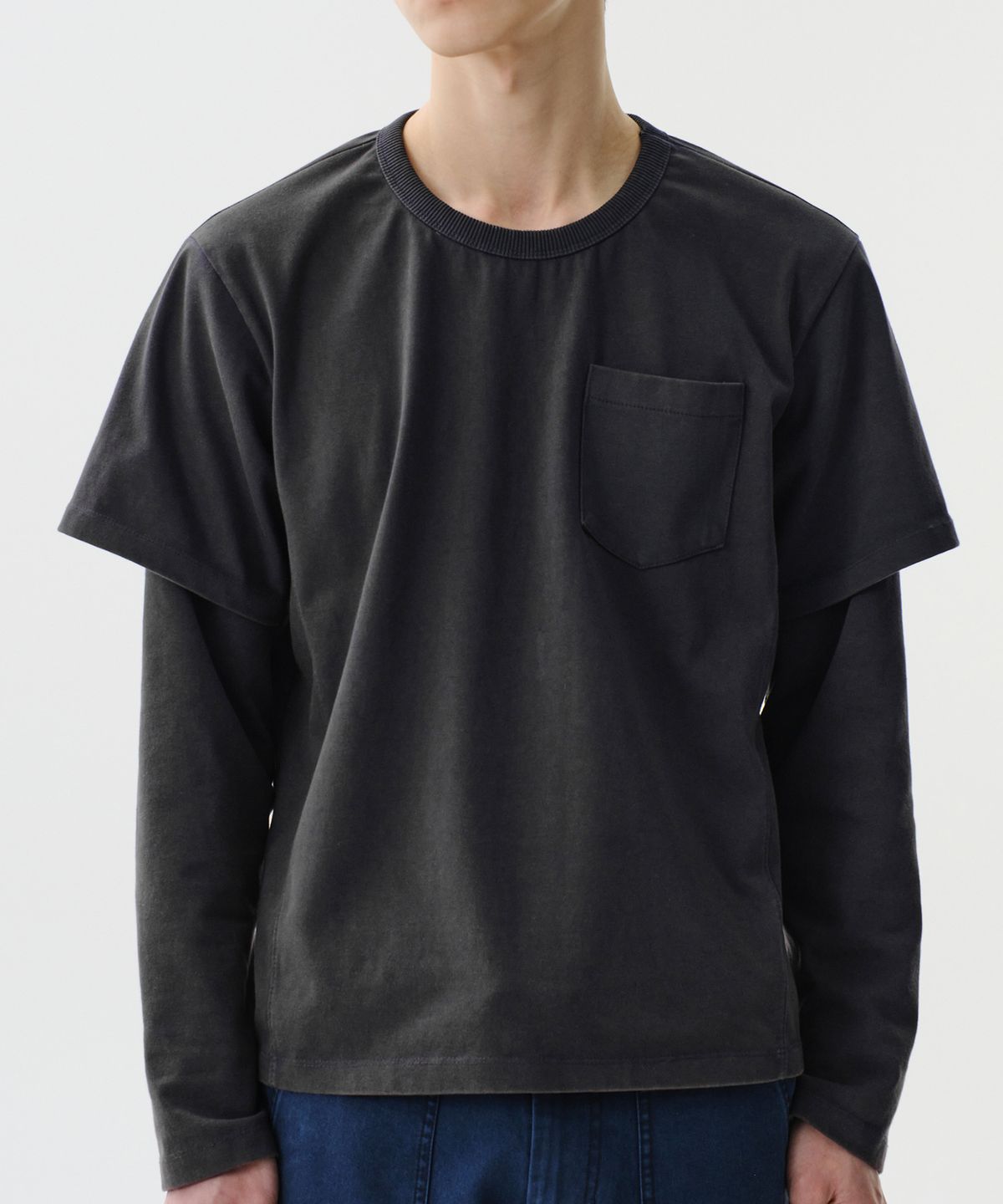 다이브인(DIVEIN) LAYERED WASHING LONG SLEEVE (DARK NAVY)