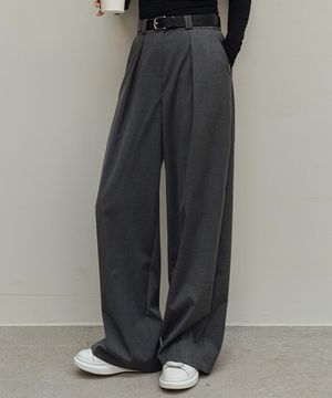 페니타 핀턱 스트라이프 와이드 슬랙스_F6S227SL