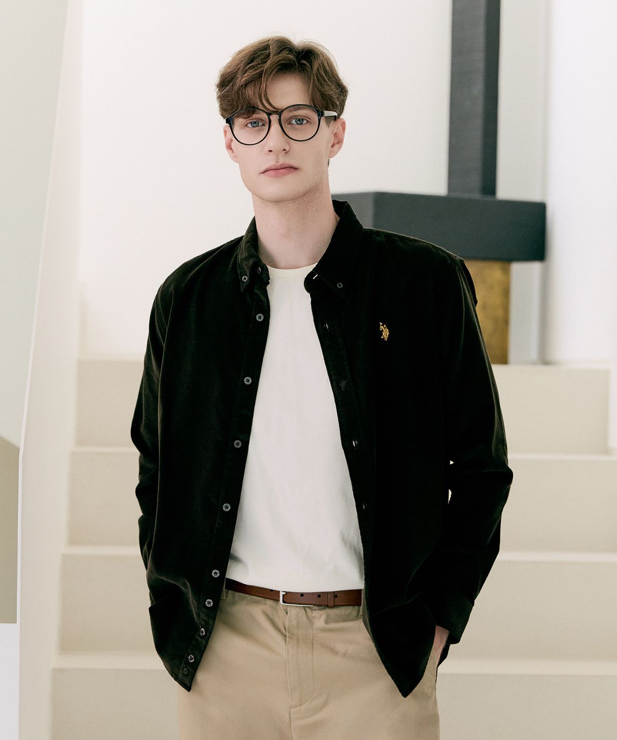 유에스 폴로 어신(USPOLOASSN) 코듀로이 셔츠_카키