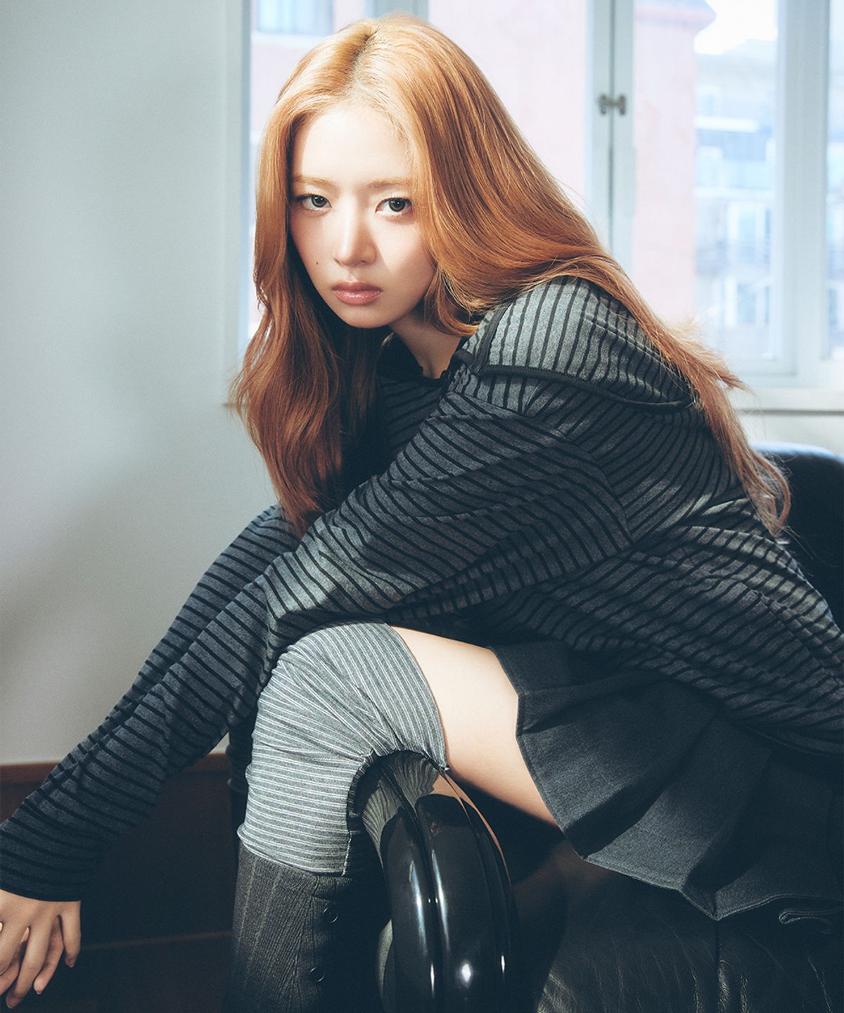 미세키서울(MISEKI SEOUL) Diagonal button Layered hoodie CHARCOAL