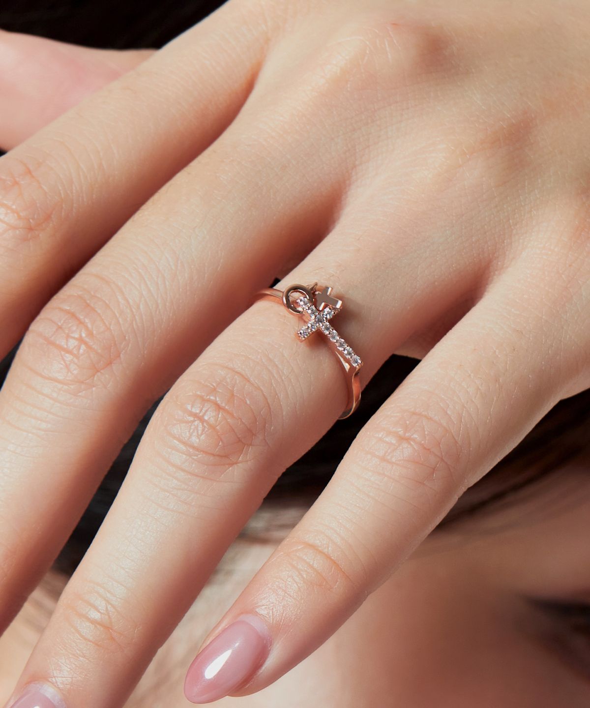 엘렌쥬얼리(HELENE JEWELRY) 14K 18K 띠아모 크로스 십자가 큐빅 미스 링 금 반지