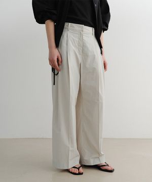 NYLON WIDE TUCK PANTS (LIGHT GREY)