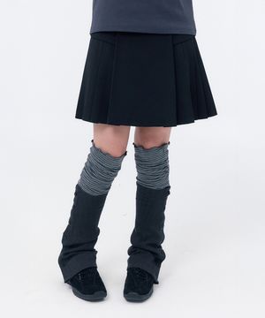 [레이 PICK] Side pleats line midi skirt BLACK