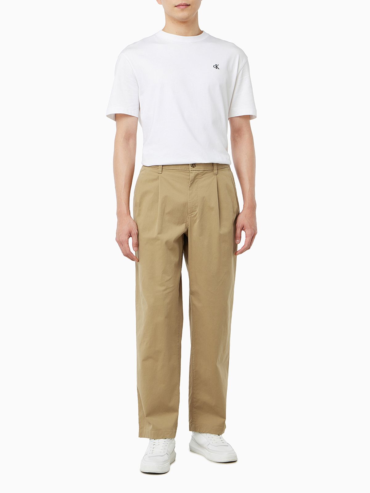 캘빈클라인 진(CALVIN KLEIN JEANS) 워시드 면 트윌 플리츠 치노 팬츠 4RF606G HMS