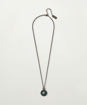 썬 레트로 신세틱 터키석 목걸이 실버
