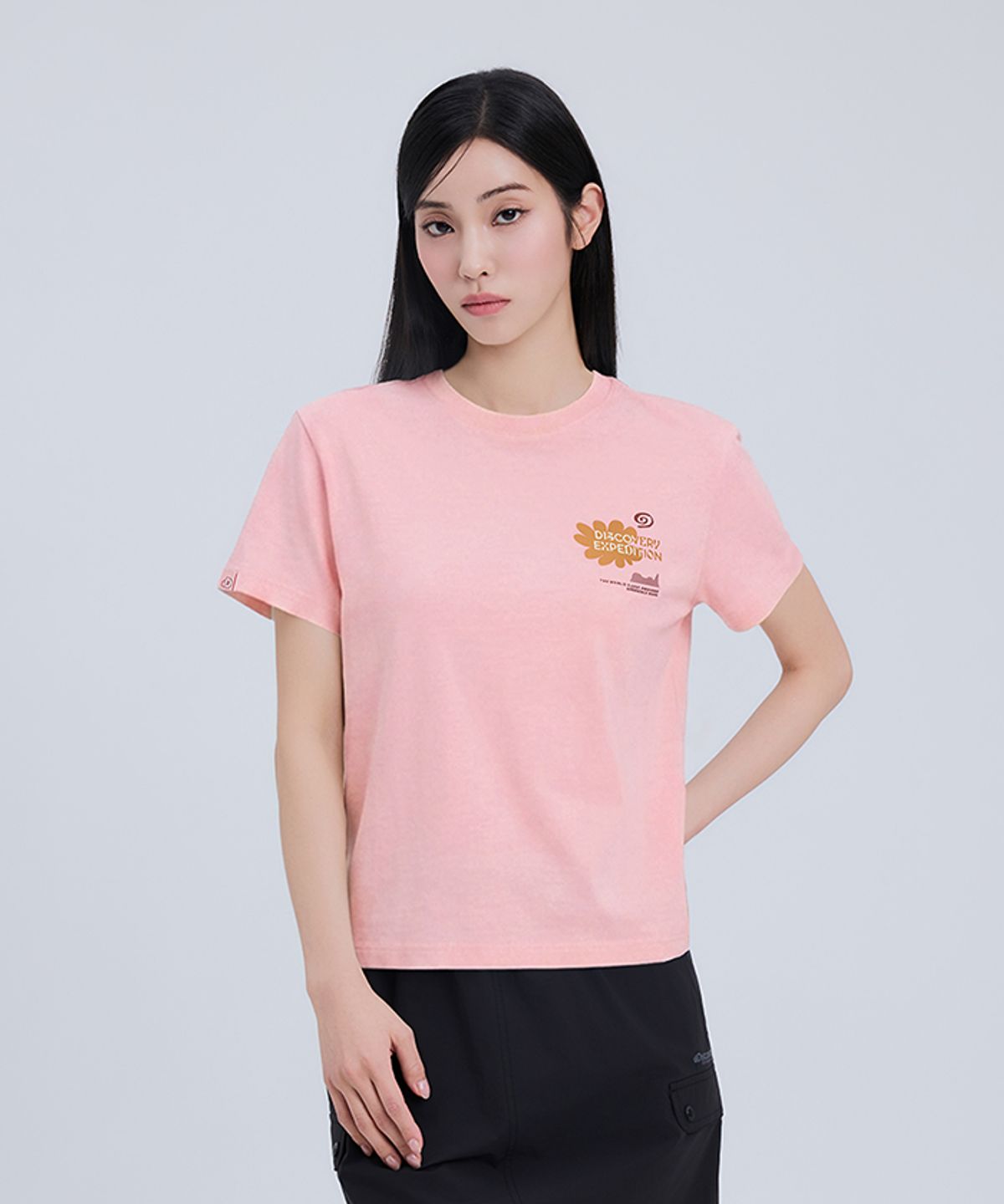 디스커버리 익스페디션(DISCOVERY EXPEDITION) 여성 프레시벤트 네이처 세미크롭 반팔티셔츠 (L/PINK)
