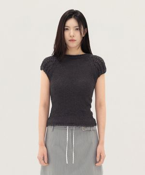 JACE NET HALF SLEEVE KNIT (CHARCOAL)