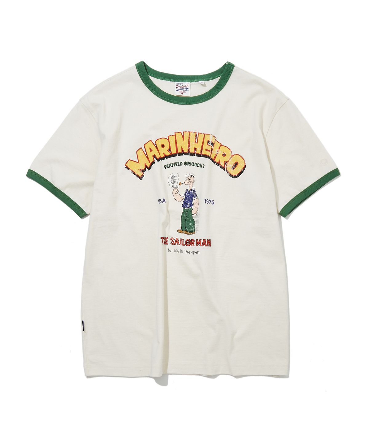펜필드(PENFIELD) 빈티지 시리즈 MARINHEIRO 인그레이 링거 반팔 티셔츠 아이보리_FS2KT56U