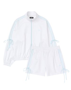 리본 타이 트랙 세트 화이트