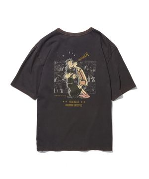 빈티지 시리즈 오버사이즈 BACK 아트워크 반팔 티셔츠 차콜_FS2KT53U