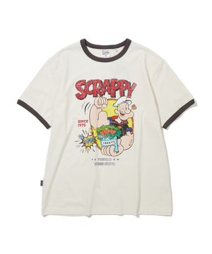 빈티지 시리즈 SCRAPPY 인그레이 링거 반팔 티셔츠 아이보리_FS2KT48U