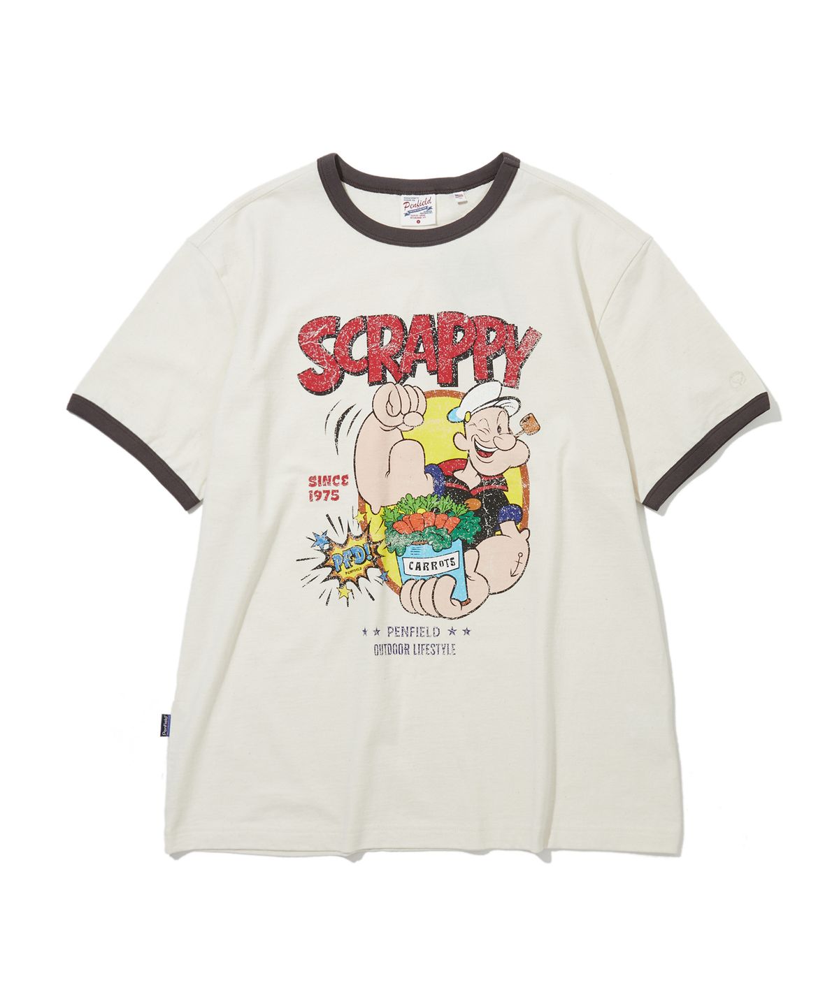펜필드(PENFIELD) 빈티지 시리즈 SCRAPPY 인그레이 링거 반팔 티셔츠 아이보리_FS2KT48U
