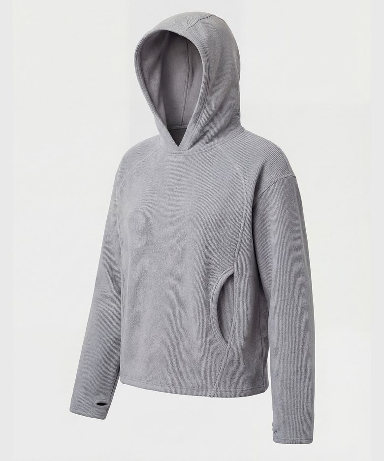 핑거 홀 와플 후디 MELANGE GREY
