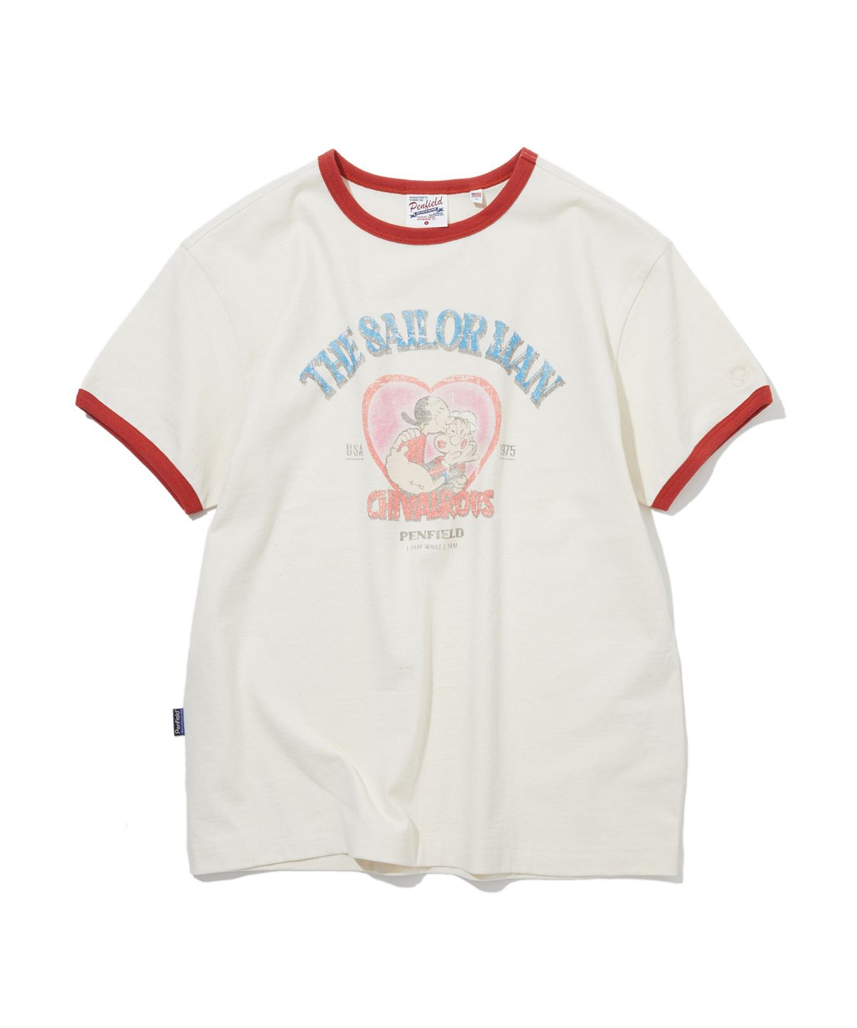 펜필드(PENFIELD) 빈티지 시리즈 CHIVALROUS 인그레이 링거 반팔 티셔츠 아이보리_FS2KT45U
