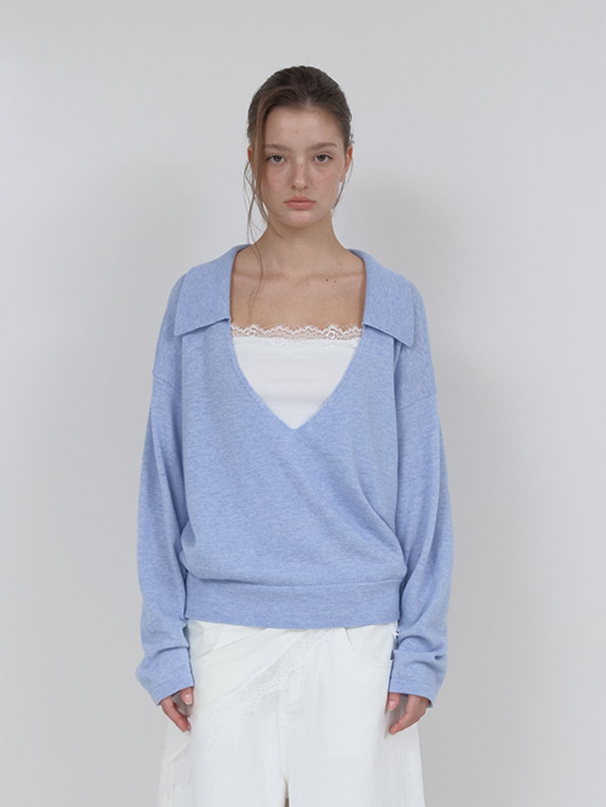 아수라(ASURA) PURE WOOL COLLAR KNIT (SKY BLUE)