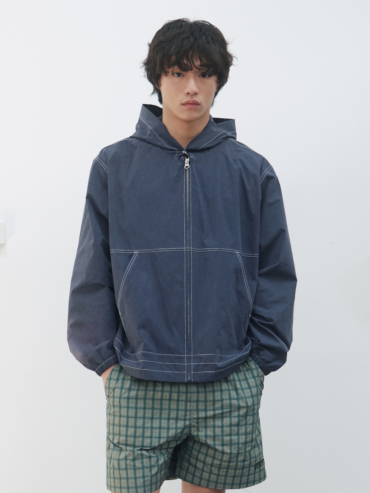 기준 맨(KIJUN MEN) Navajo Hooded Jacket Navy
