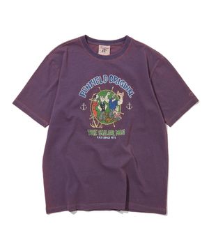 인디고 싱글 틴워싱 빈티지 아트워크 반팔 티셔츠 레드_FS2KT16U