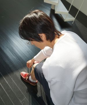 와플 세미 크롭 롱슬리브_White