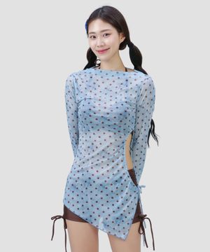 이태리 브라운 비키니 커버업 세트