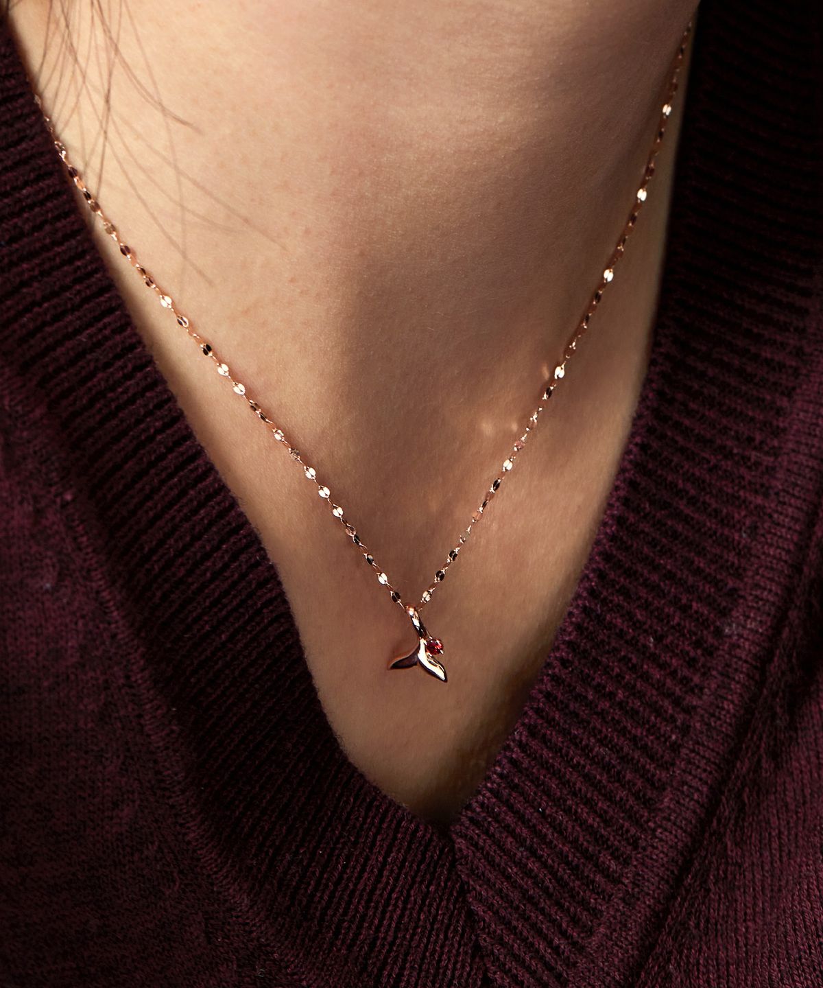 엘렌쥬얼리(HELENE JEWELRY) 14K 세레니티 고래 꼬리 큐빅 체인 금 목걸이