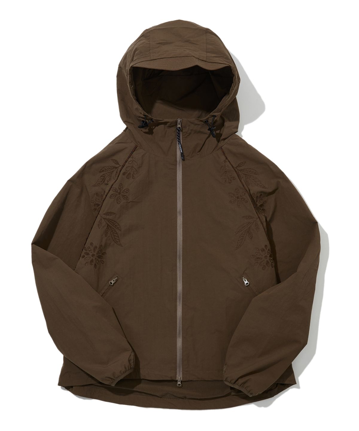 펜필드(PENFIELD) 플라워자수 후드 바람막이 브라운_FS1WJ15U