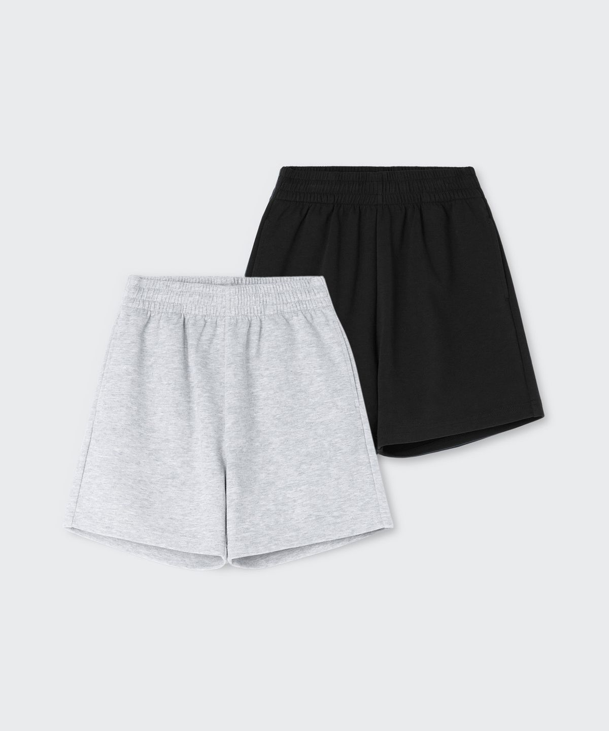 무신사 스탠다드 키즈(MUSINSA STANDARD KIDS) [쿨탠다드] 복서 핏 스웨트 쇼츠 2팩 [블랙/미디엄 그레이]