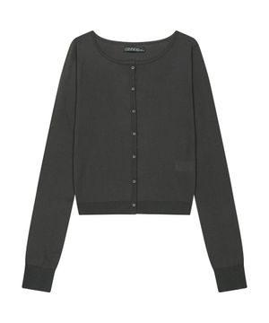 038 COLORED BUTTON CARDIGAN CHARCOAL