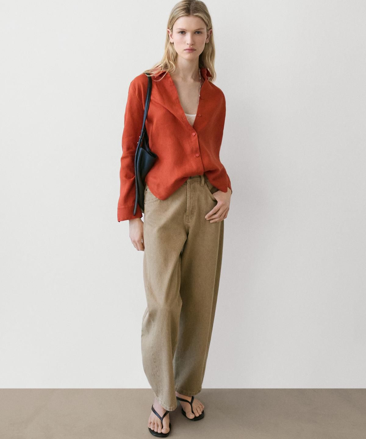 마시모두띠(MASSIMO DUTTI) 100% 린넨 루즈핏 셔츠