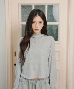 Waffle Cotton Blend Hoodie [Melange Grey]