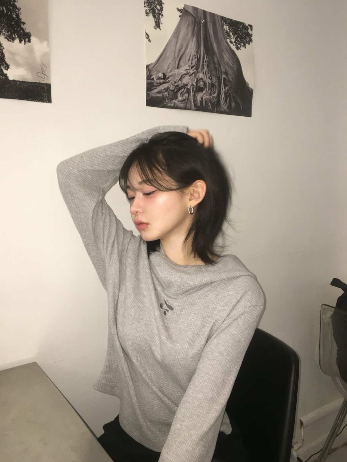 업드래프트(UPDRAFT) Waffle Cotton Blend Hoodie [Melange Grey]