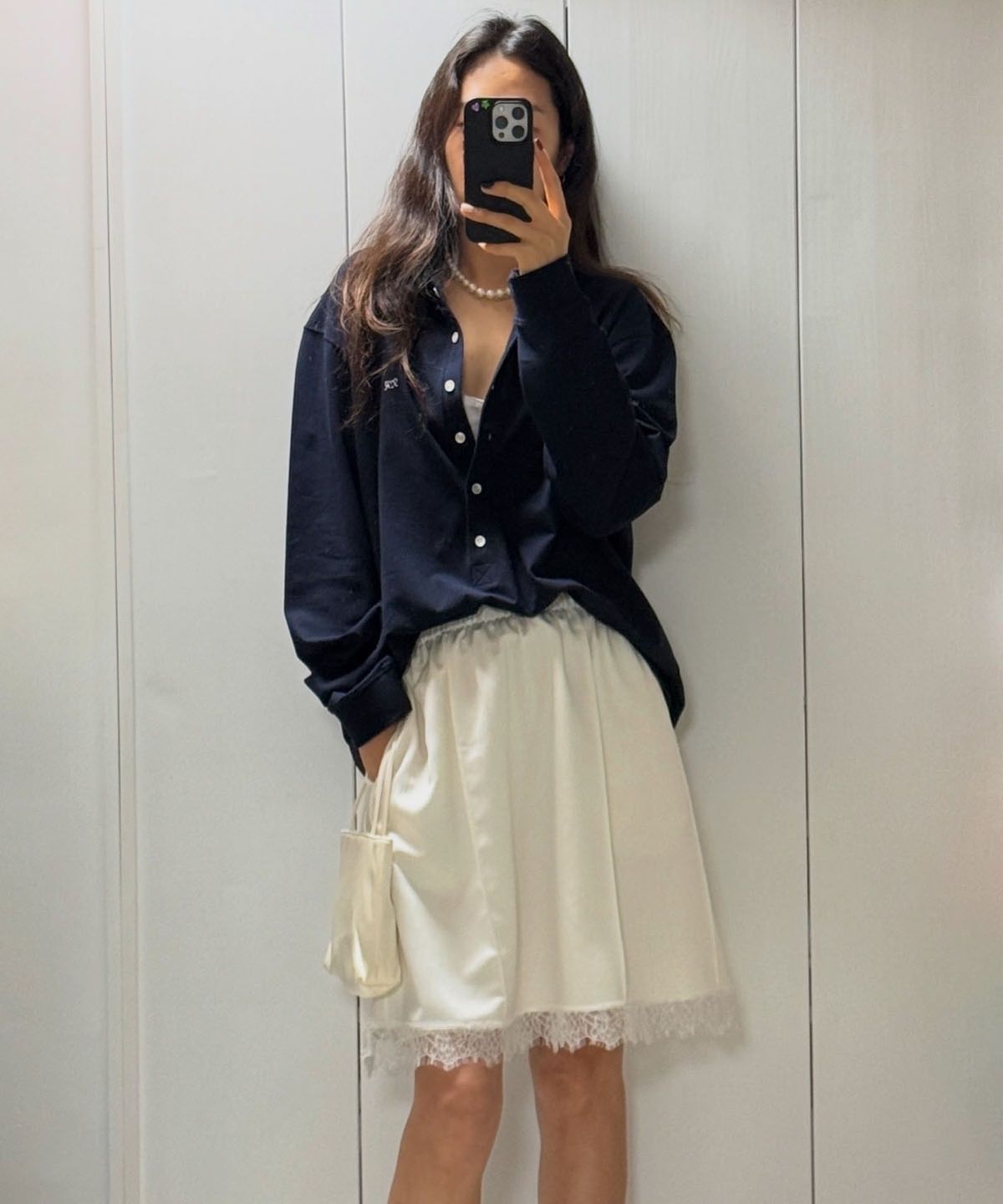 프리터(FRITUR) Pintuck Satin Midi Skirt White_F261SK05