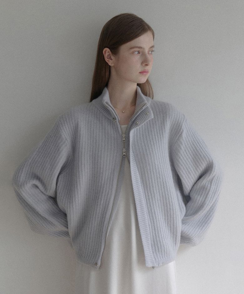 esy cashmere half knit zip up (스카이)