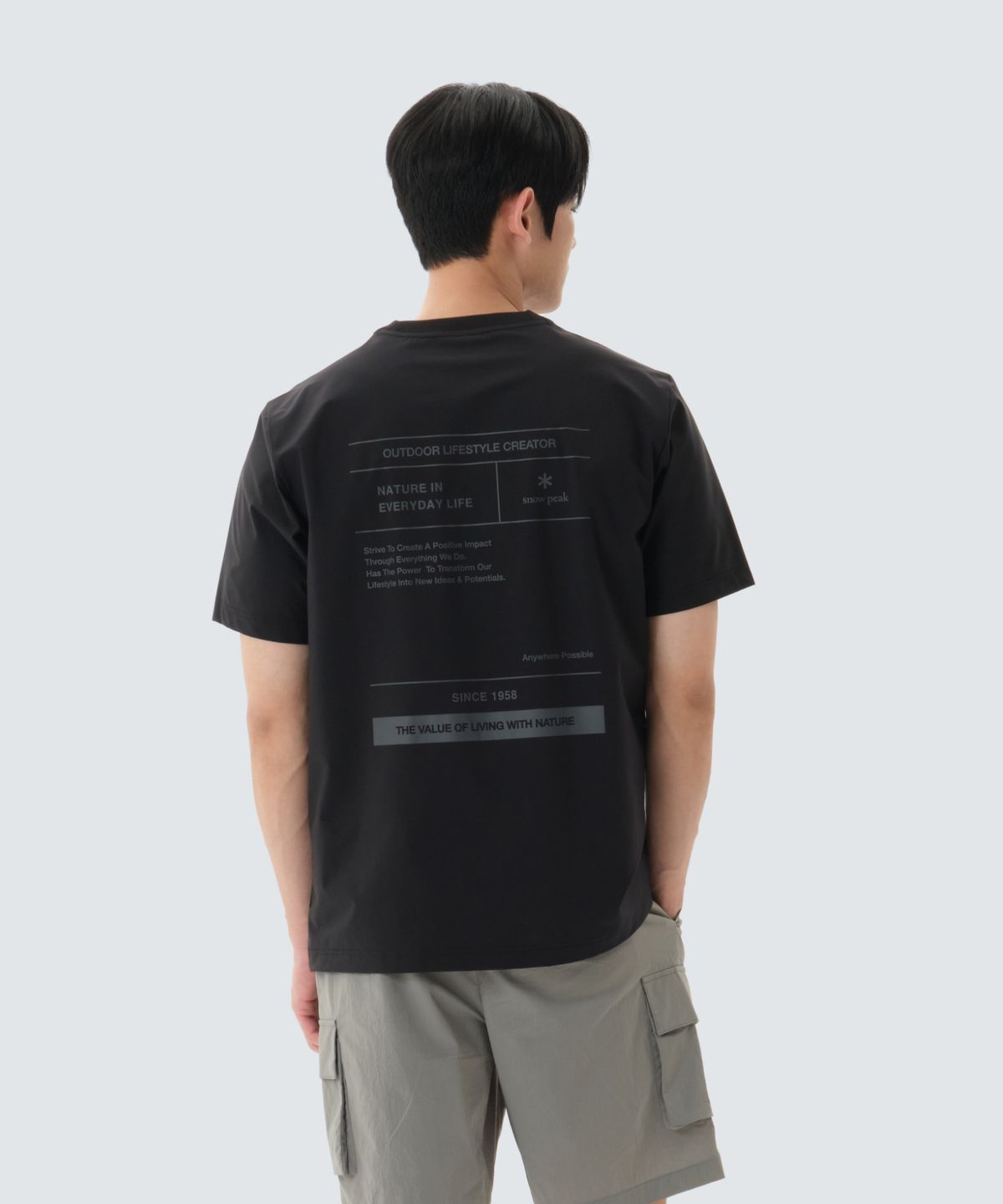 스노우피크 어패럴(SNOWPEAK APPAREL) 37.5 레터링 반팔 티셔츠 (S26MMTTS38) Black