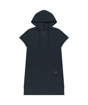 038 MINI WAFFLE HALF HOODIE ONE PIECE NAVY