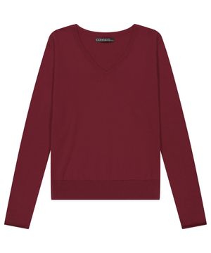 038 BASIC V-NECK KNIT RED