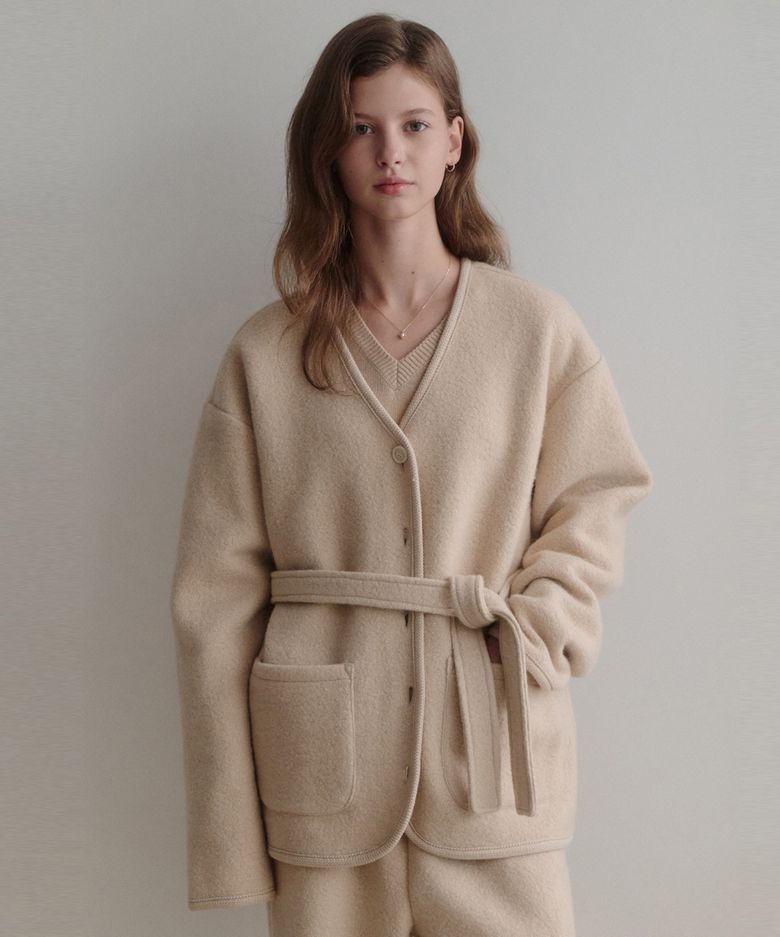 Cosy Wool fleece Belt Jacket (베이지)