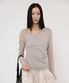 ONE SHOULDER DRAPED ASYMMETRIC TOP IN BEIGE
