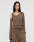 ONE SHOULDER DRAPED ASYMMETRIC TOP IN BROWN