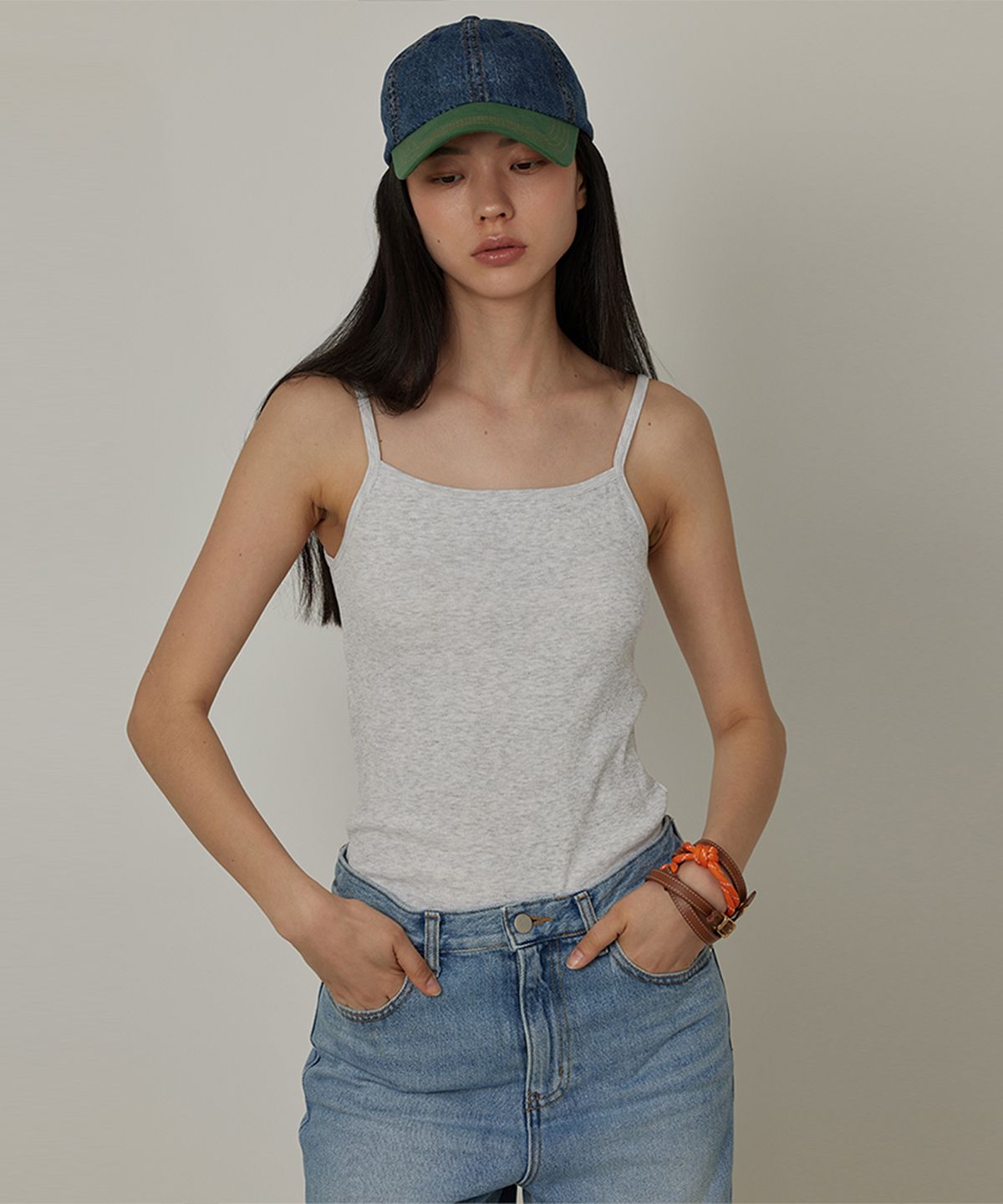 퀸스래빗(Q'SRB) Cool Span Slim Ribbed Summer Sleeveless