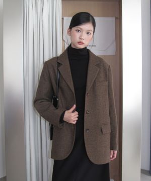 (woman) 프렌치 울 쓰리버튼 블레이저_Brown