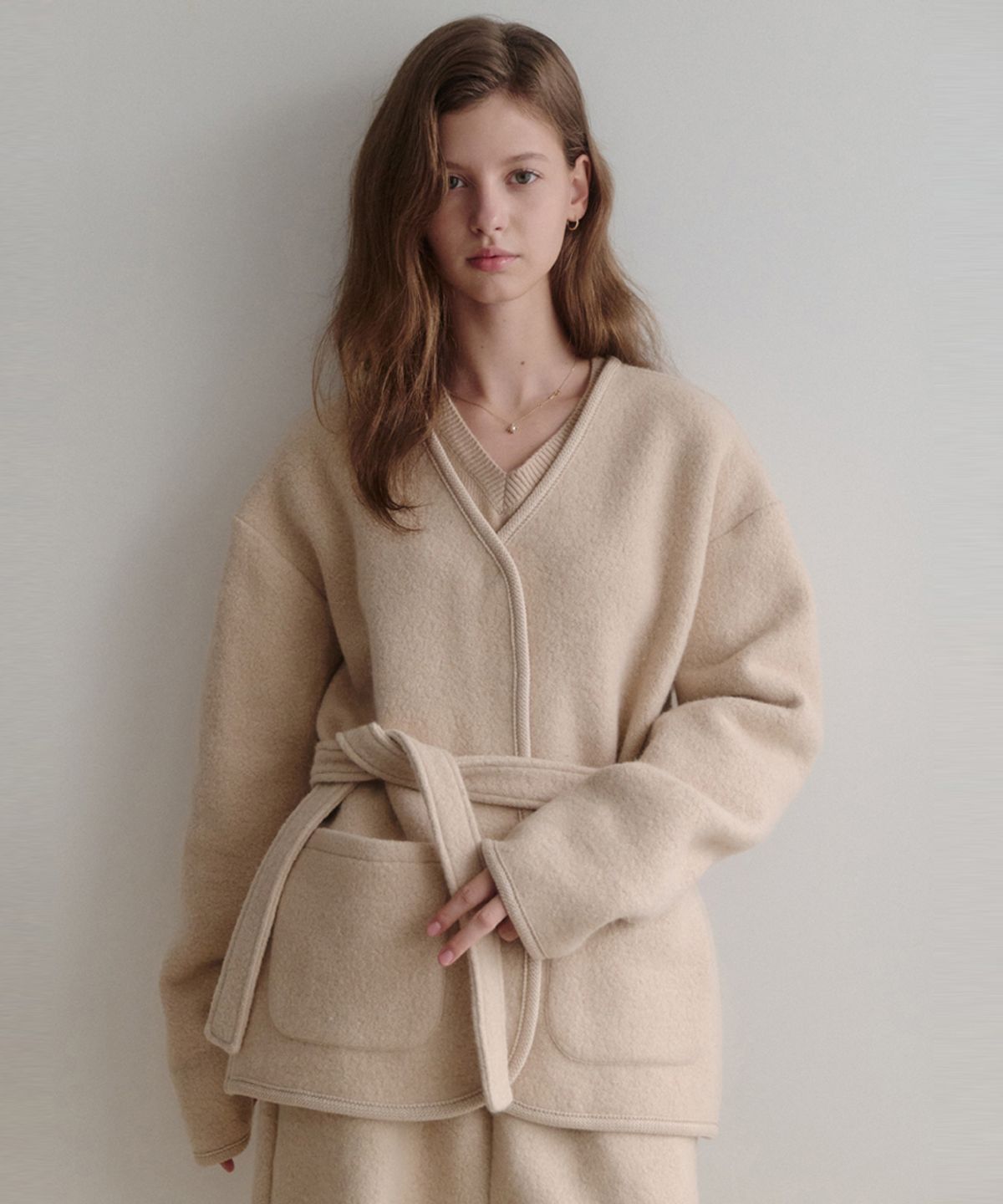 르나브(LENAV) Cosy Wool fleece Snap Jacket (베이지)