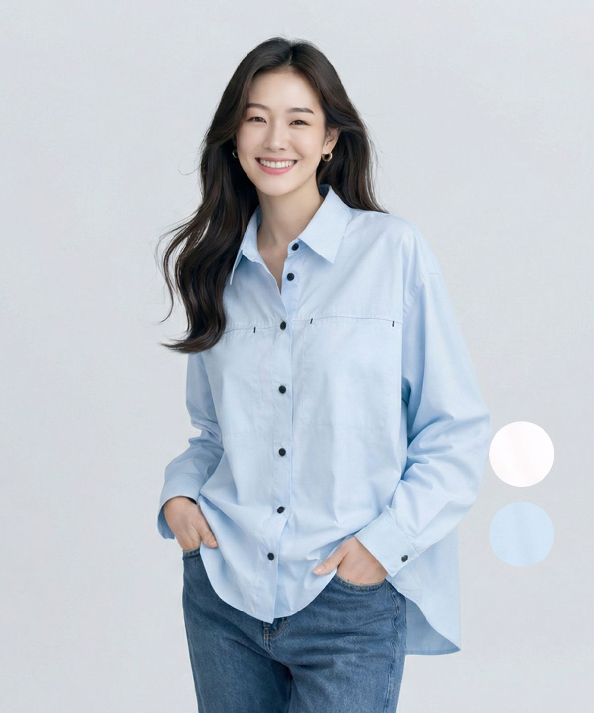 김영주 골프(KIM YOUNG JOO GOLF) 봄여름 루즈핏 가오리 바텍포인트 여성 셔츠 DQSLSH11