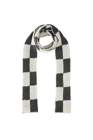 CHECKERED NEAT KNIT MUFFLER IN CHARCOAL