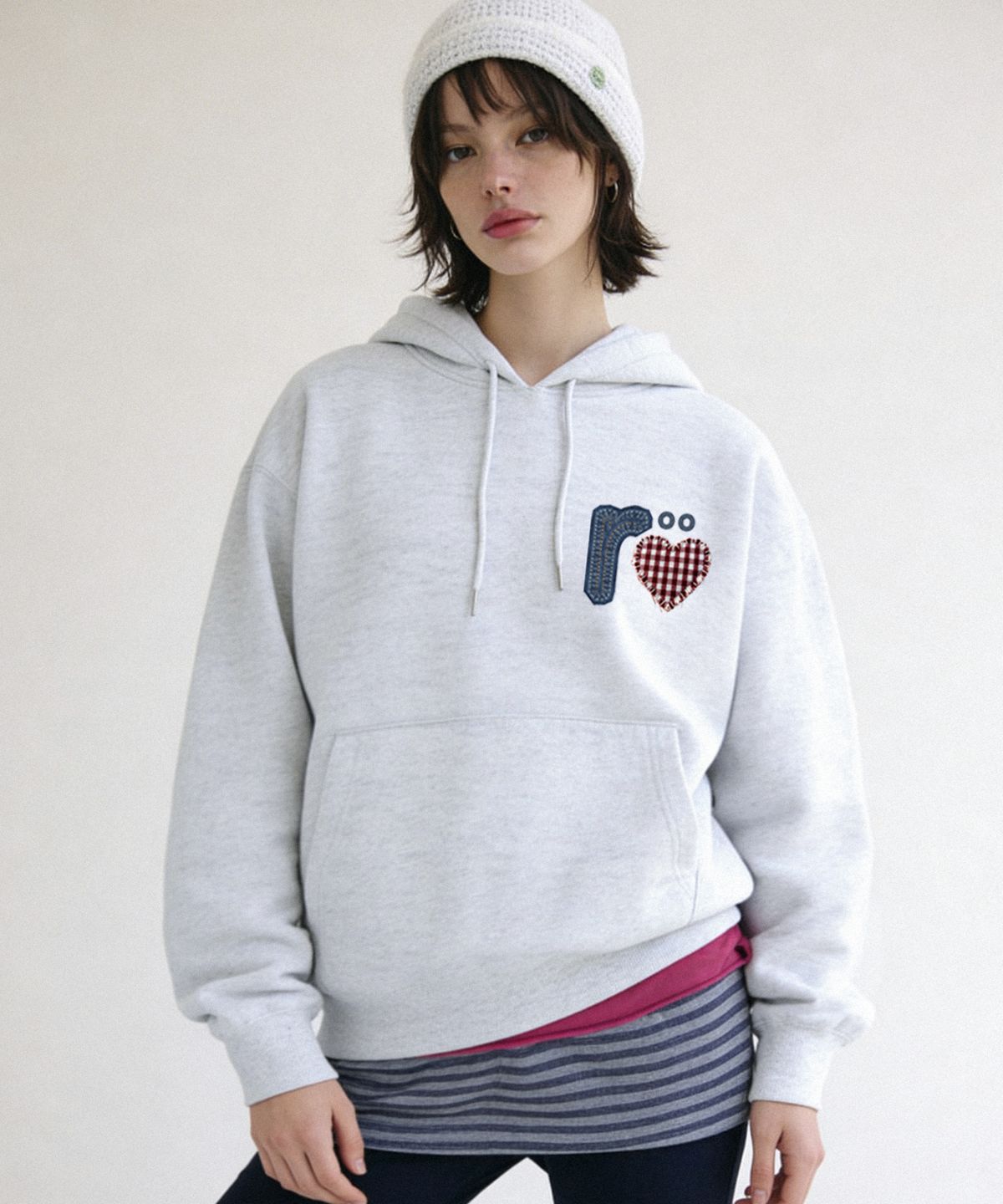 랜덤오프(RANDOMOFF) R:LOVE CODE DENIM PATCH OVER FIT HOODIE (3color)
