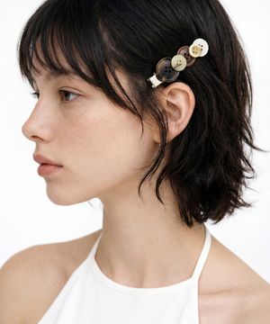 Vintage button hair clip [brown]