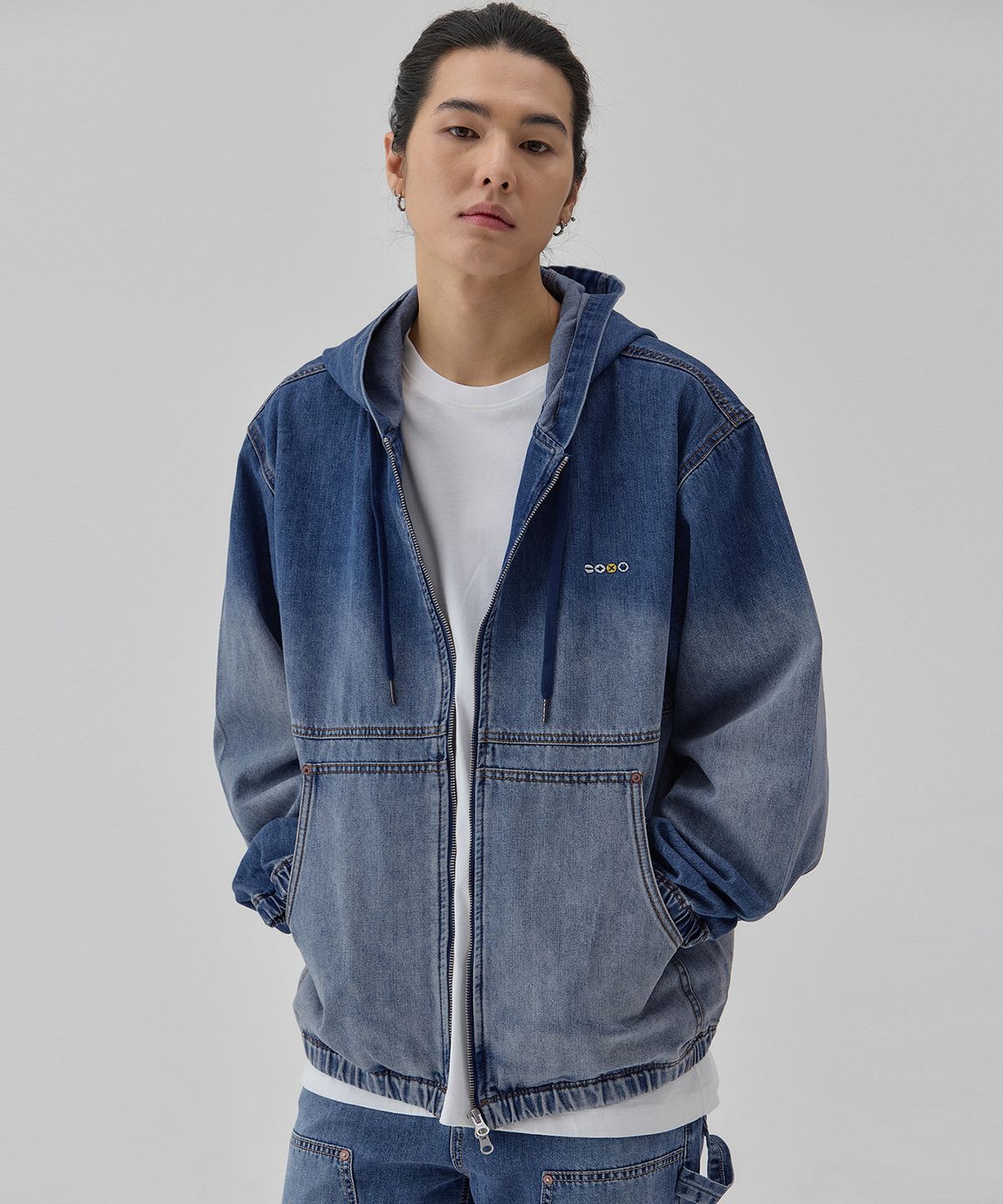 률앤와이(RYUL+WAI) 데님 후드 점퍼 미디움블루 C6