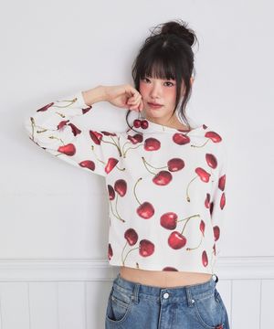 체리 풀프린트 스탠다드핏 롱슬리브 아이보리