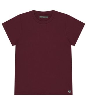 038 STAR BUTTON PLAIN T-SHIRT WINE