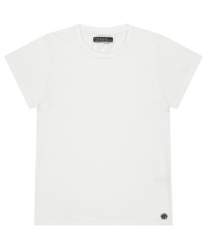 038 STAR BUTTON PLAIN T-SHIRT WHITE